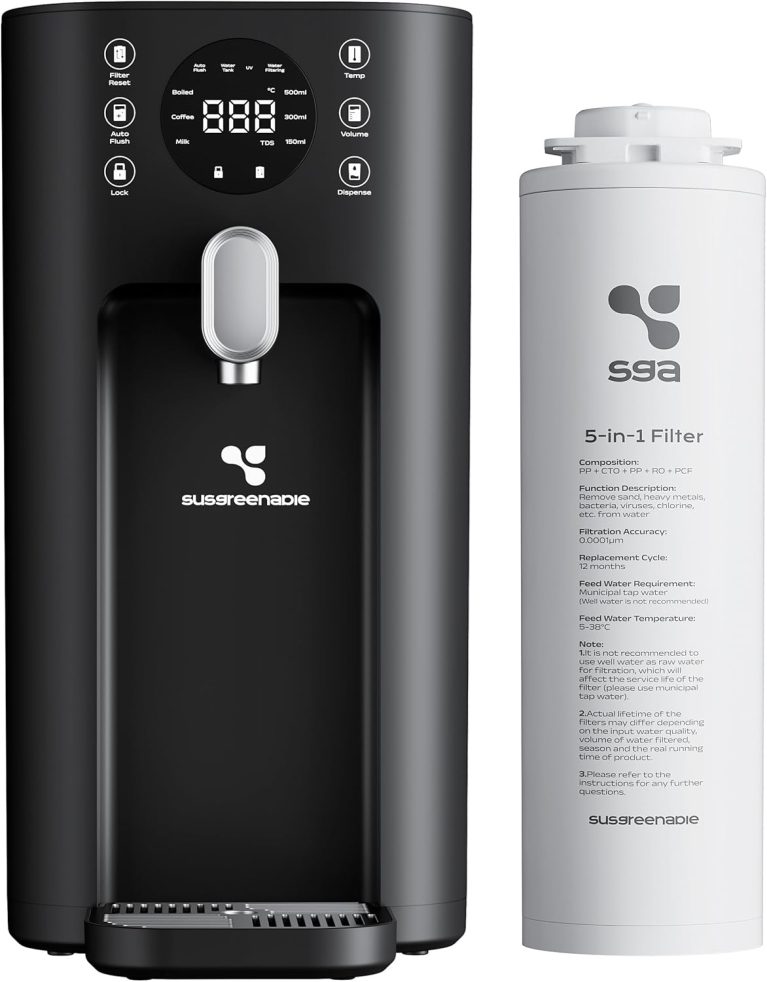 CIARRA X SusGreenable osmoseur à osmose inverse, Purificateur d'eau de table avec eau chaude instantanée, Filtre RO 5-en-1, Réservoir 4,3L