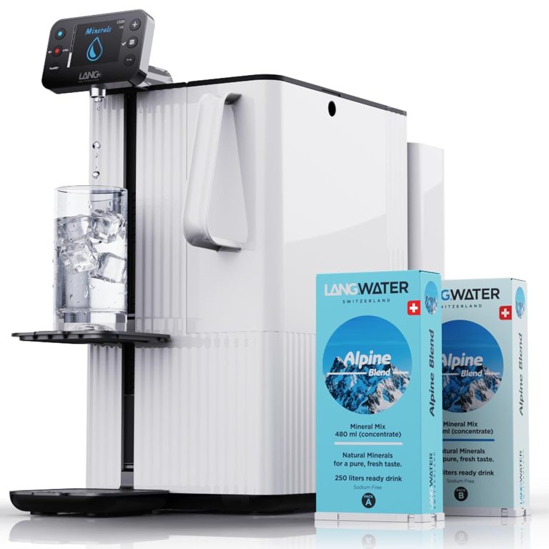 LANGWATER Purificateur d'eau & Minéralisation TheWell 2 - Osmose Inverse NSF58, UV, Distributeur eau chaude, Minéraux Suisses
